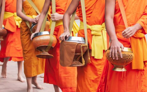 Laos - wycieczka do Laosu, małe grupy z DiscoverAsia (15) ceremonia mnichów w Luang Prabang.jpg